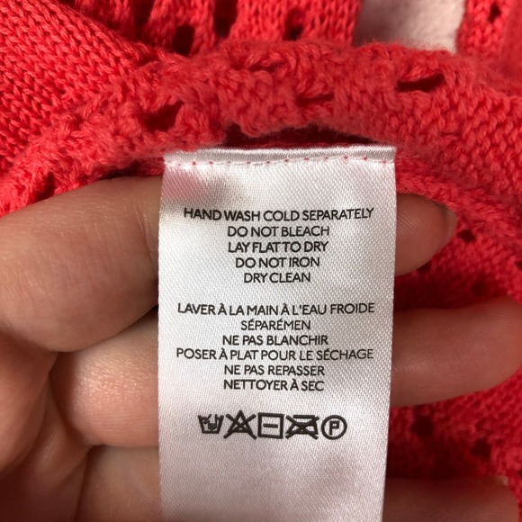 NEW Pilcro Womens Crochet Peplum Cardigan Top Size S Salmon Pink Coquette - Picture 9 of 13